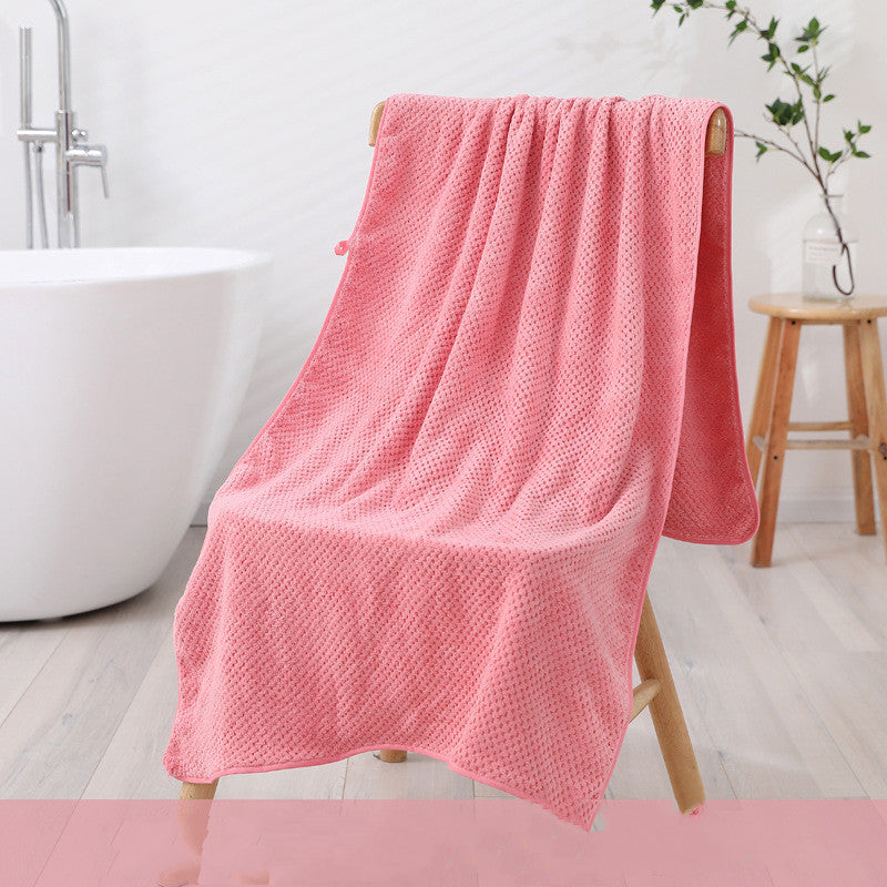 Large Coral Fleece Bath Towel - Thickened Swim & Beach Towel 70x140cm