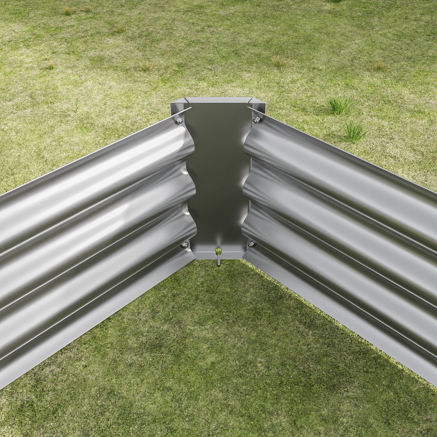 Metal Raised Garden Beds - 2PCS Silver Rectangle Planters