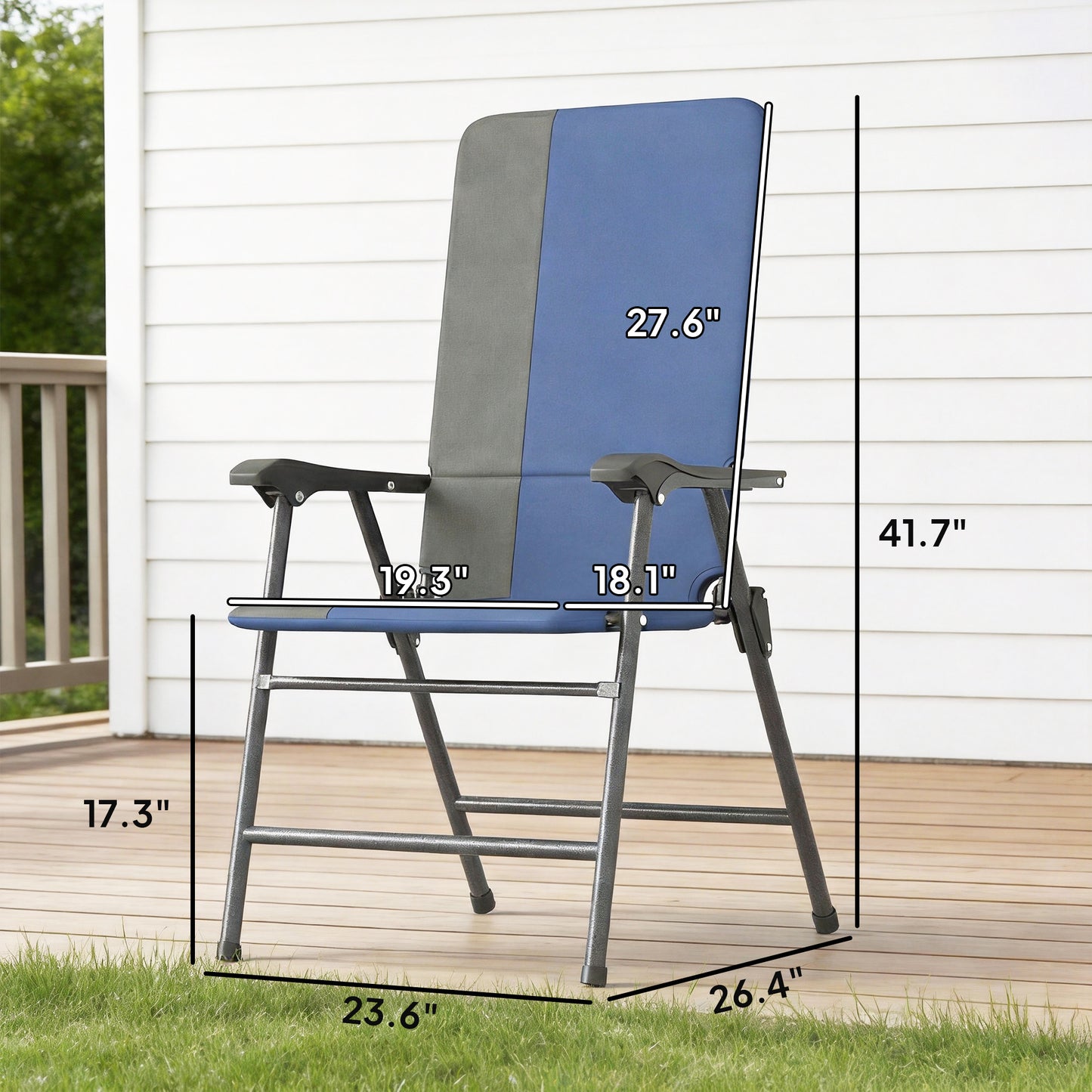 Folding Patio Chairs Set of 2 - Padded High Back Outdoor Chairs
