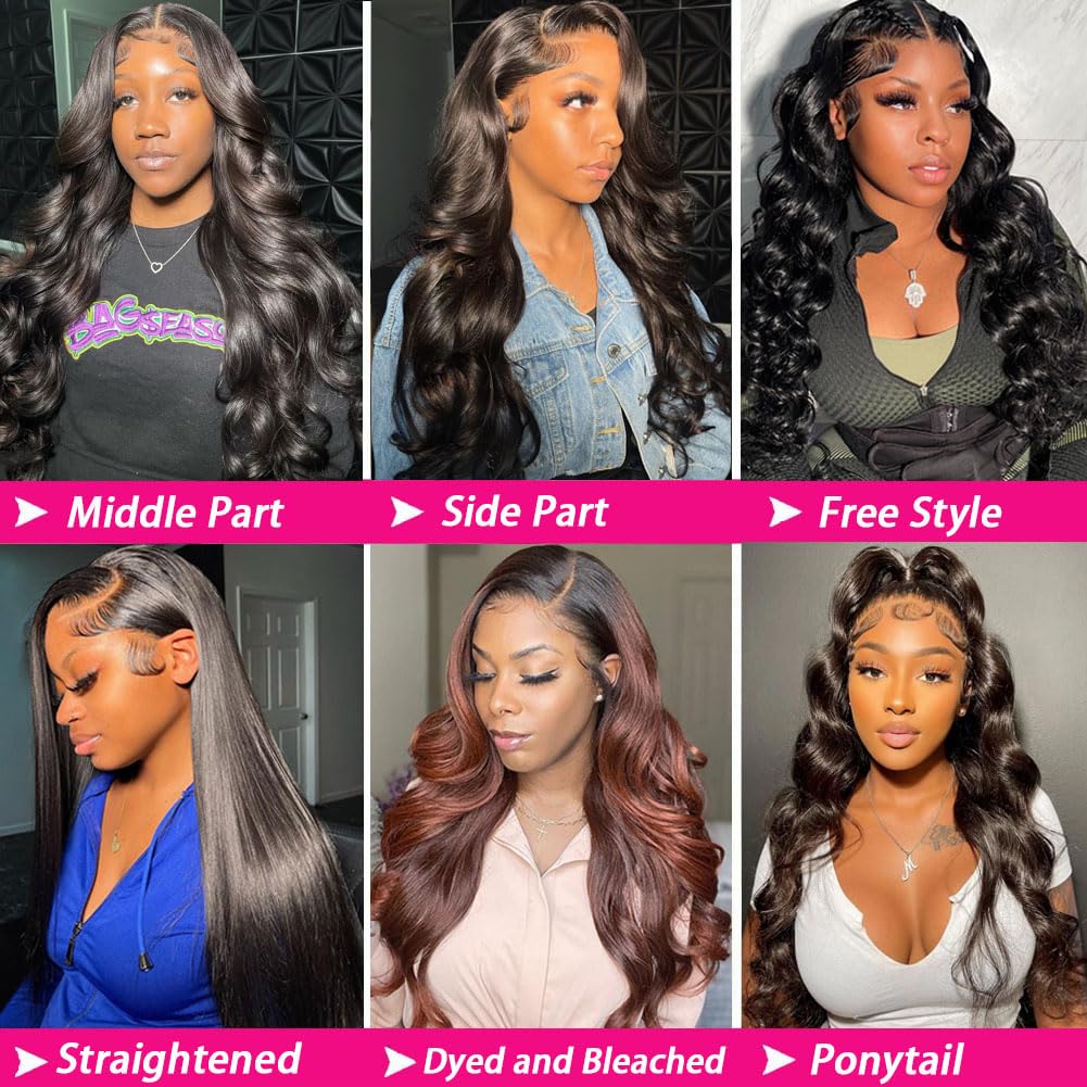 13x6 Body Wave Human Hair Lace Front Wig - Natural Color