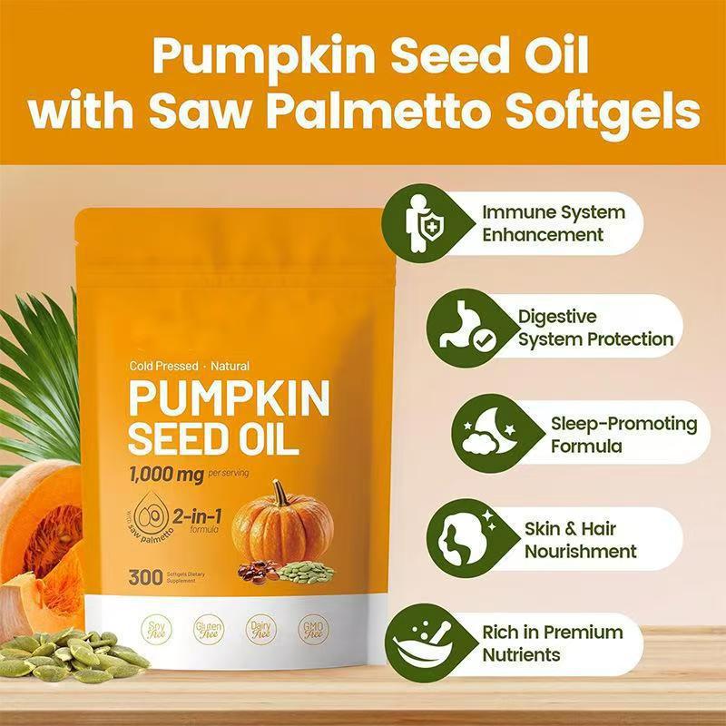Pumpkin Seed Oil Capsules - 300 Softgels for Health & Wellness