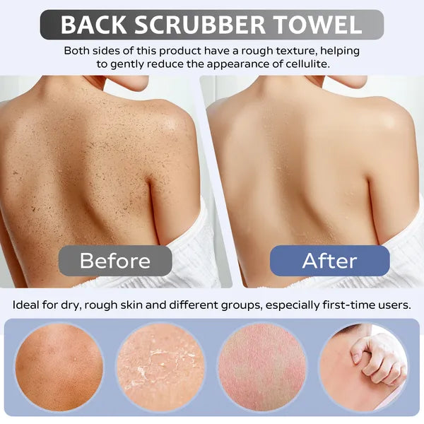 Bamboo Fiber Exfoliating Body Scrubber Towel - Deep Clean & Gentle Exfoliation