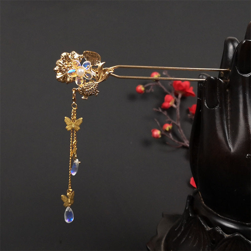 Elegant Metal Flower Hairpin - Handmade Antique Style Hair Accessory