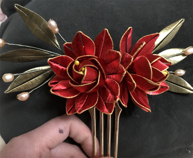 Pearl Antique Gold Hair Clip Vintage Headpiece