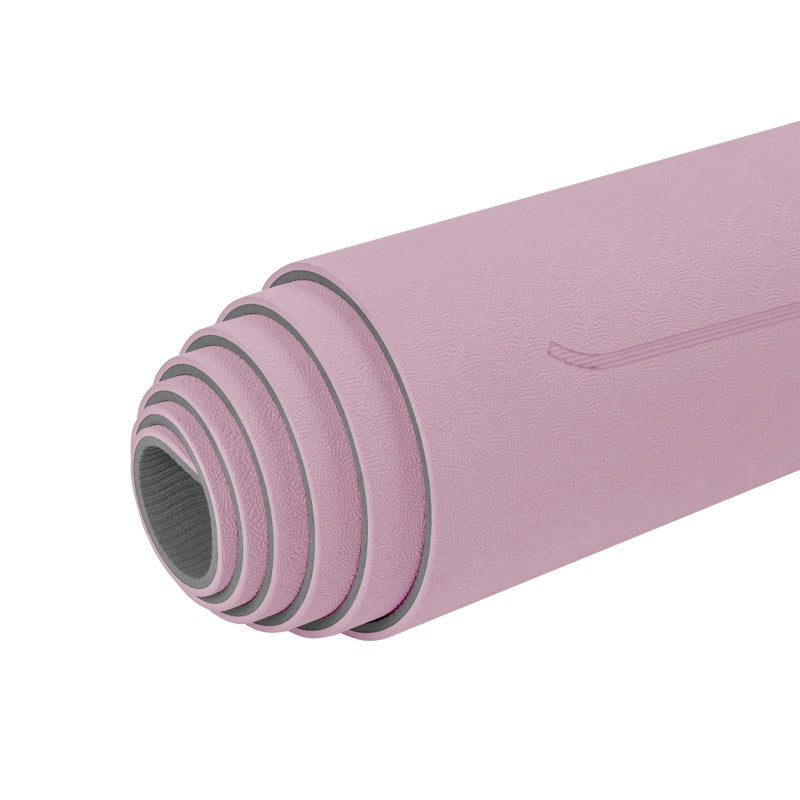 Thick Non-Slip TPE Yoga Mat 183cm x 90cm, 10mm Purple & Striped Variants