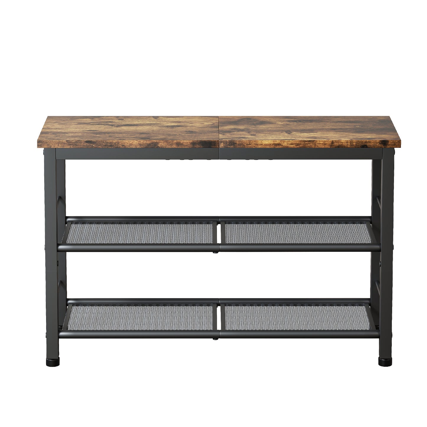 3-Tier Industrial Style Shoe Bench Storage Rack - Easy Assembly