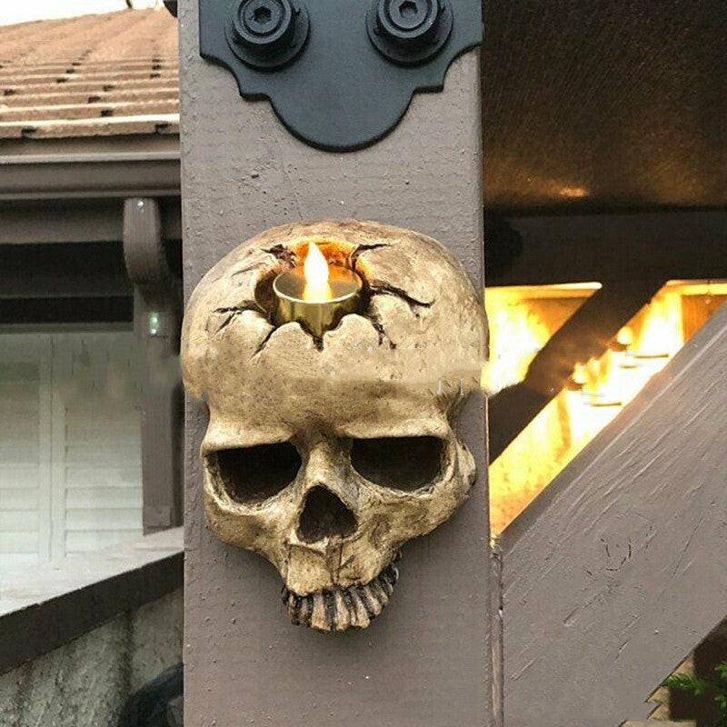 Skull Wall Candle Holder Decoration for Home & Garden - Resin Hanging Ornament