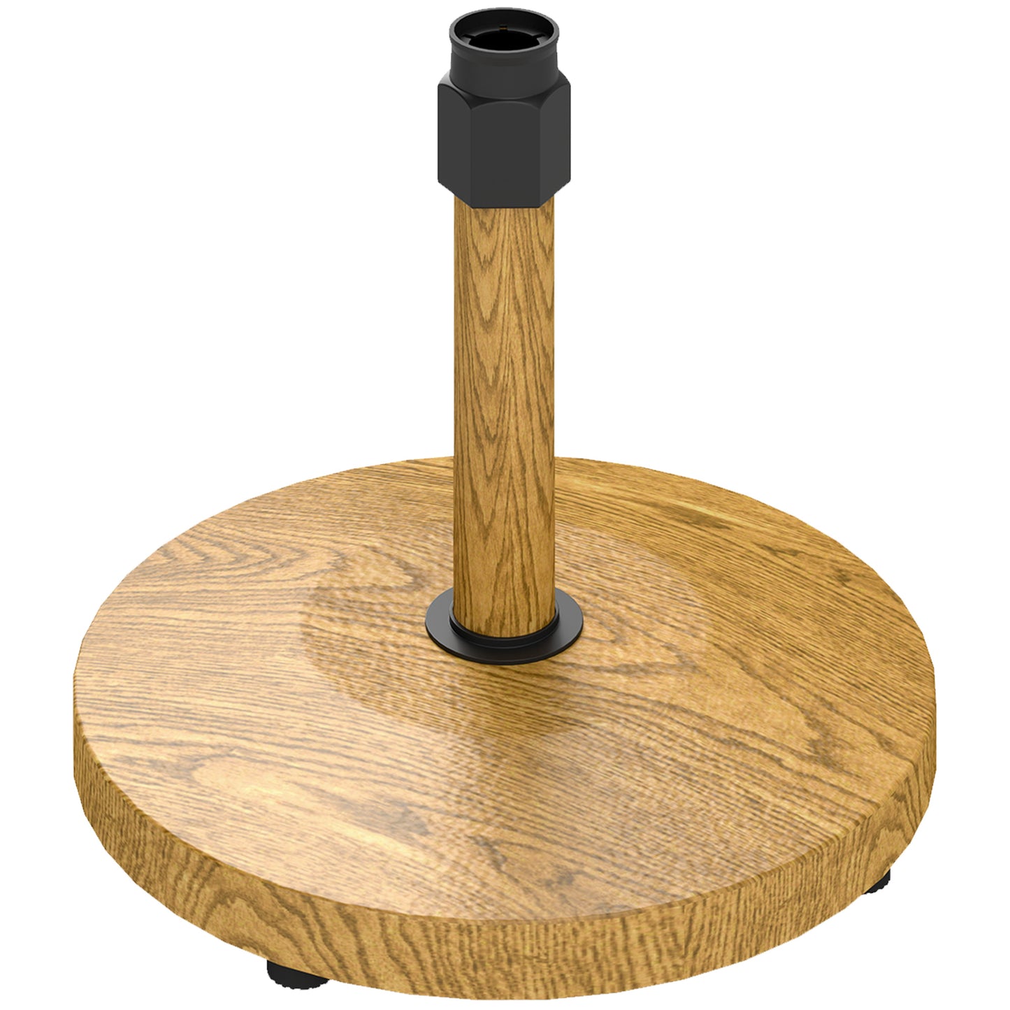 Heavy Duty Patio Umbrella Base Stand with Adjustable Pads - Natural Wood