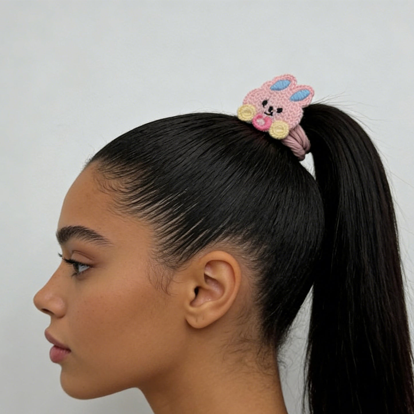 Cute Knit Bunny Hair Tie - Soft Plush Hair Accessory