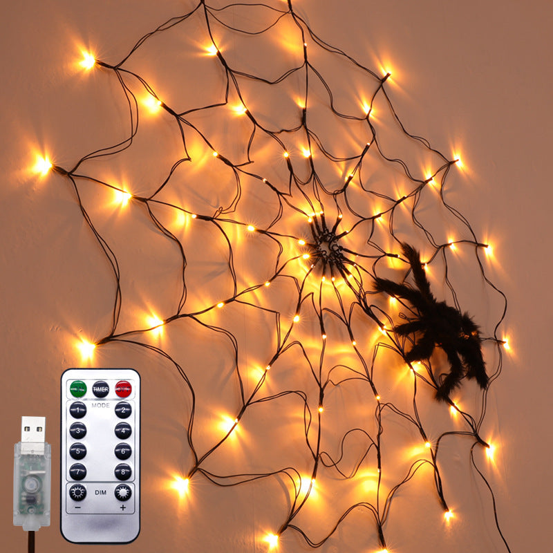 Halloween LED Spider Net Light Indoor Decoration with Remote Control