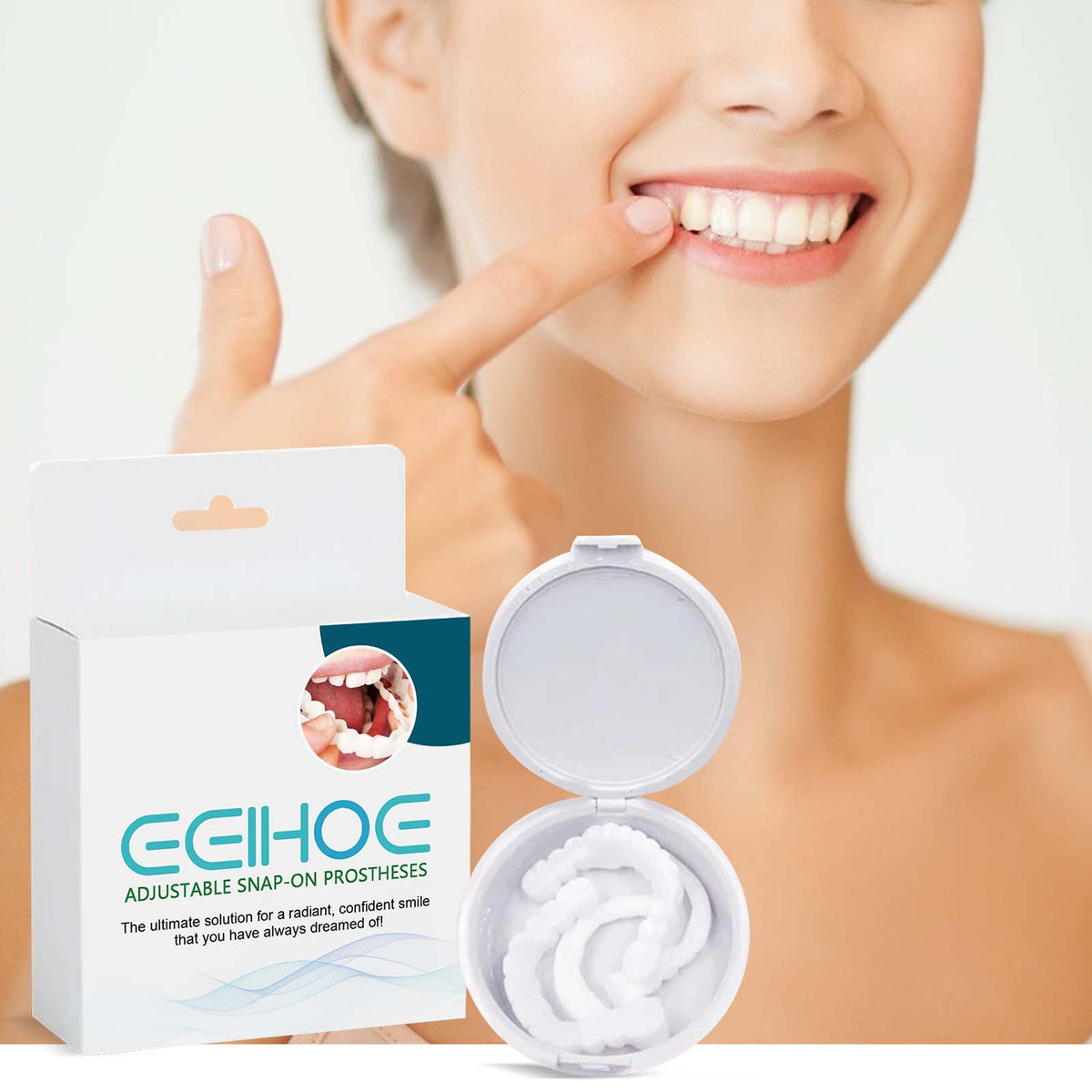 Adjustable Snap-On False Teeth - Resin Veneers