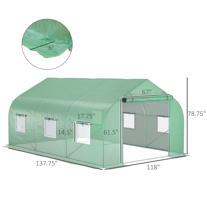Outdoor Walk-In Tunnel Greenhouse with Windows - Greenhouse Garden Tool