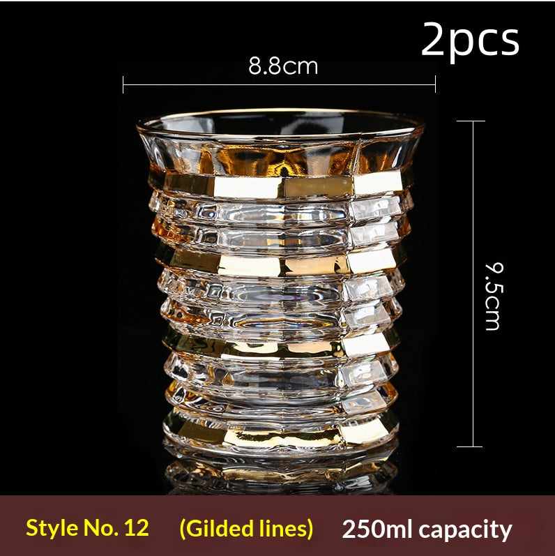 Large Gold-Trimmed Gin Crystal Glass - Vintage Drinkware for Bar & Kitchen