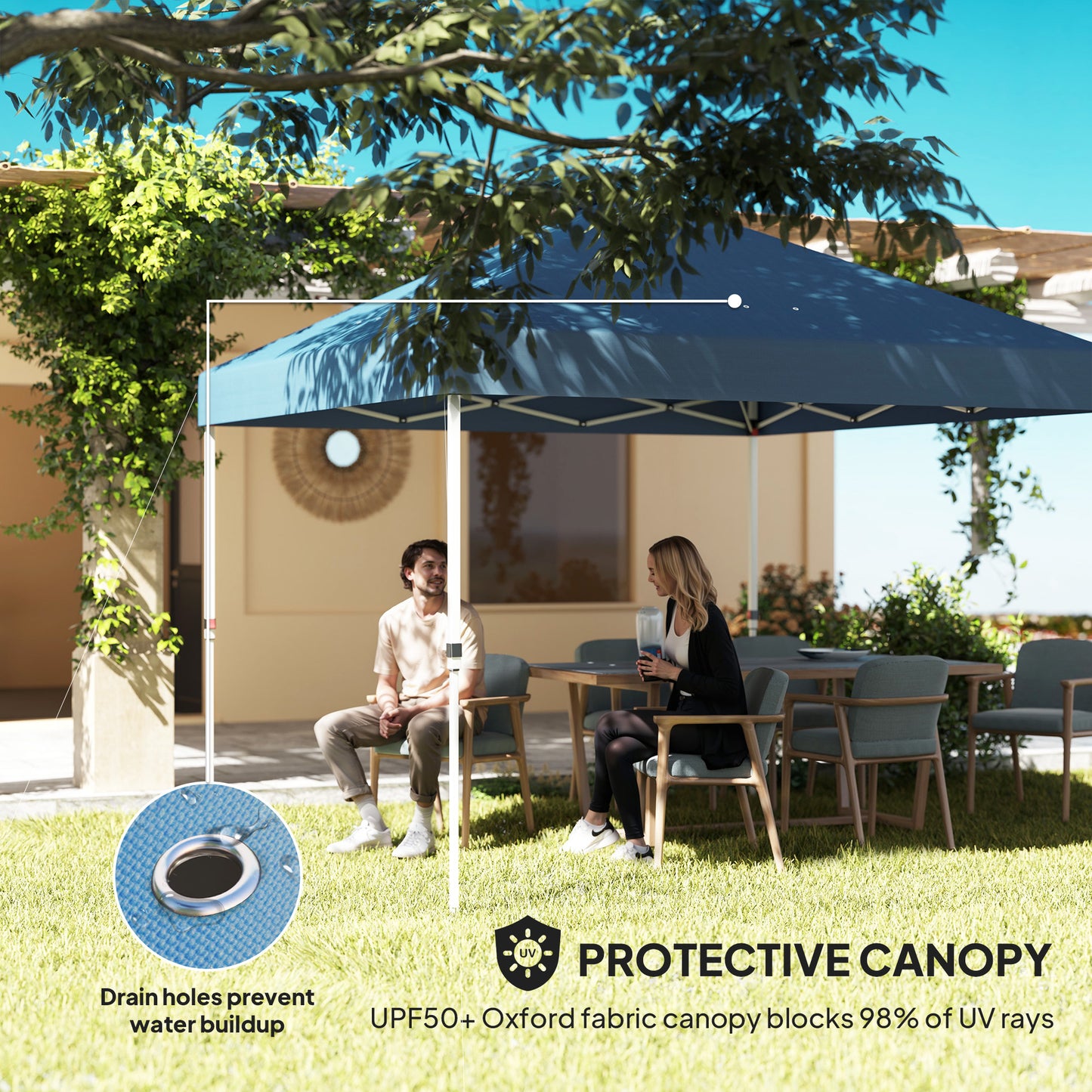 10x10 Pop Up Canopy Tent with Sidewall - Sea Blue