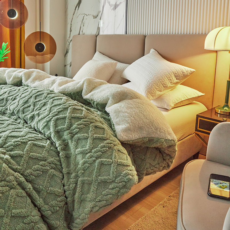 Thickened Double-Layer Lambswool Blanket for Sofa Bed and Office