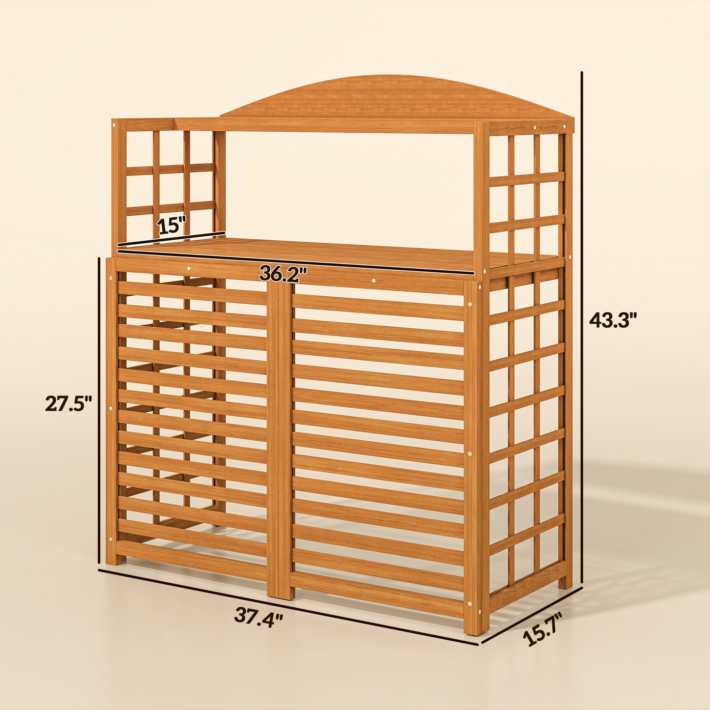 Air Conditioner Privacy Screen with Shelves - Light Brown
