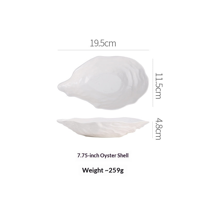 Oyster-Shaped Ceramic Salad Plate Set - Multiple Sizes, Elegant Kitchen Dinnerware