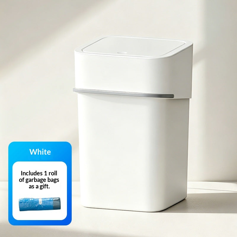 Pet Odor Control Trash Can for Cat Litter - Square, Odor-Resistant, White & Gray
