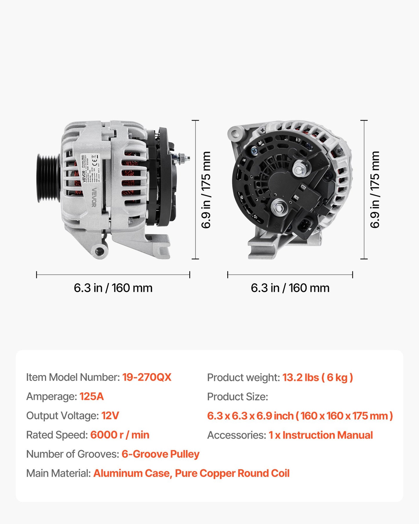 Automotive Alternator Replacement for Chevrolet Impala 2006-2011 3.5L 3.9L