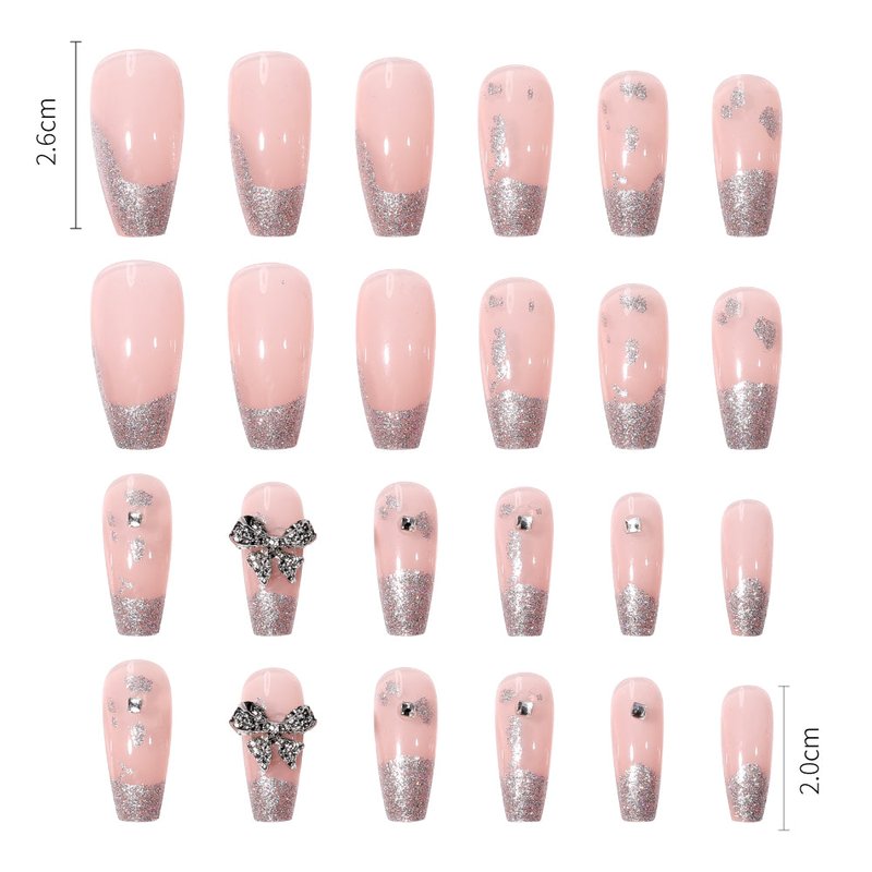 Fake Nail Patches 24-Piece Set - Naked Butterfly with Jelly Glue