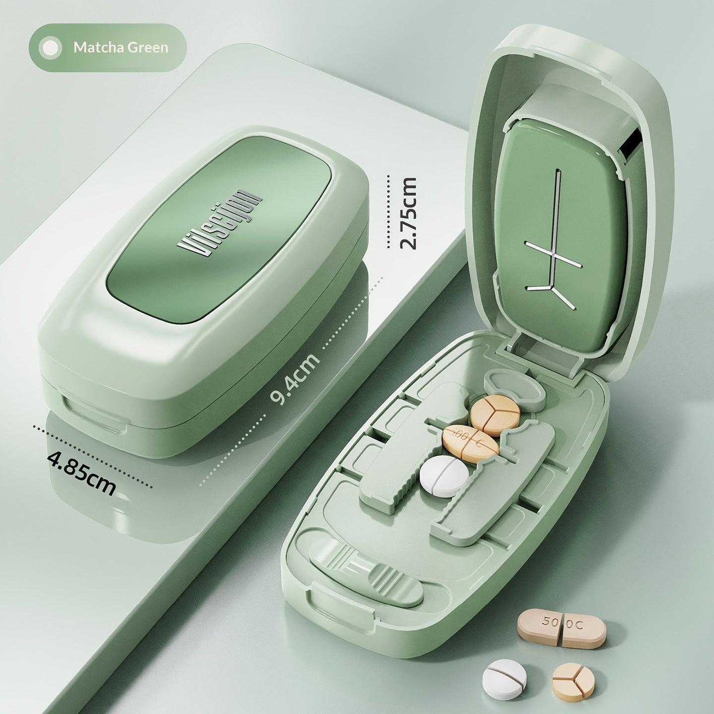 Multi-Function Pill Cutter with Compartments - Small Size