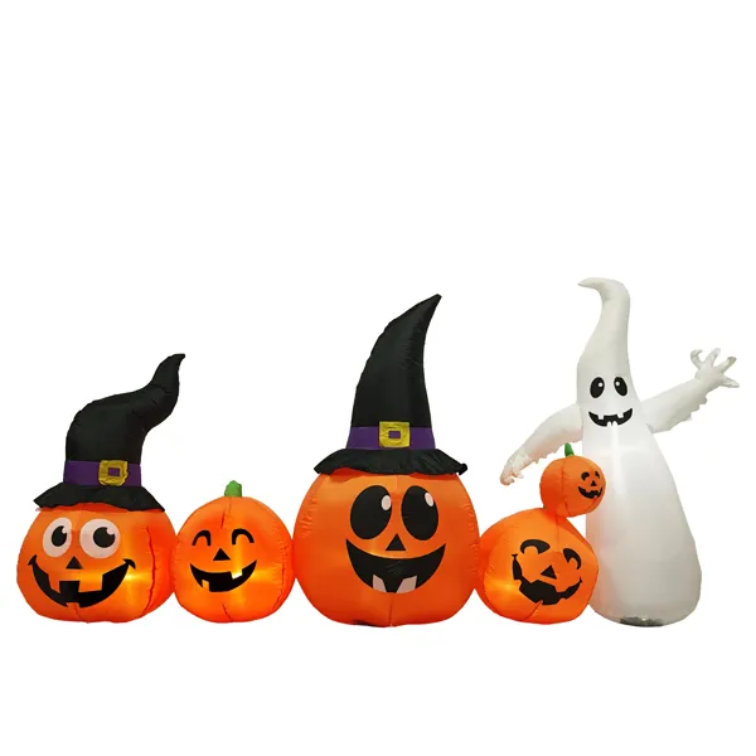 8FT Halloween Inflatable Pumpkin Ghost Decoration with LED Lights