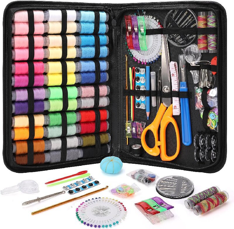 Colorful Thread Sewing Kit with Storage Bag 205PCS Set for Crafts & Repairs