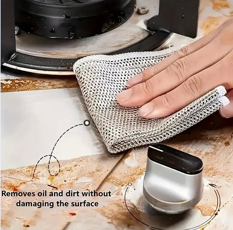 Double-Sided Kitchen Oilproof Cleaning Scouring Pad - Microfiber, 20x20cm, Multi-Pack