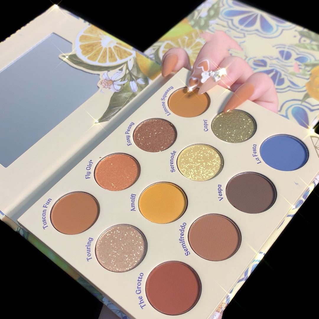 Twelve Color Eyeshadow Palette - Earth Pearlescent Matte Glitter Finish