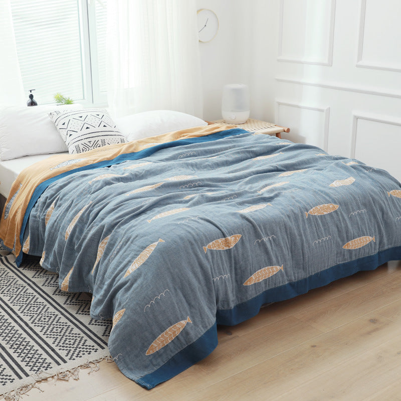 Cotton Summer Quilt Blanket - Lightweight Towel Bed Covering, Multiple Sizes & Patterns