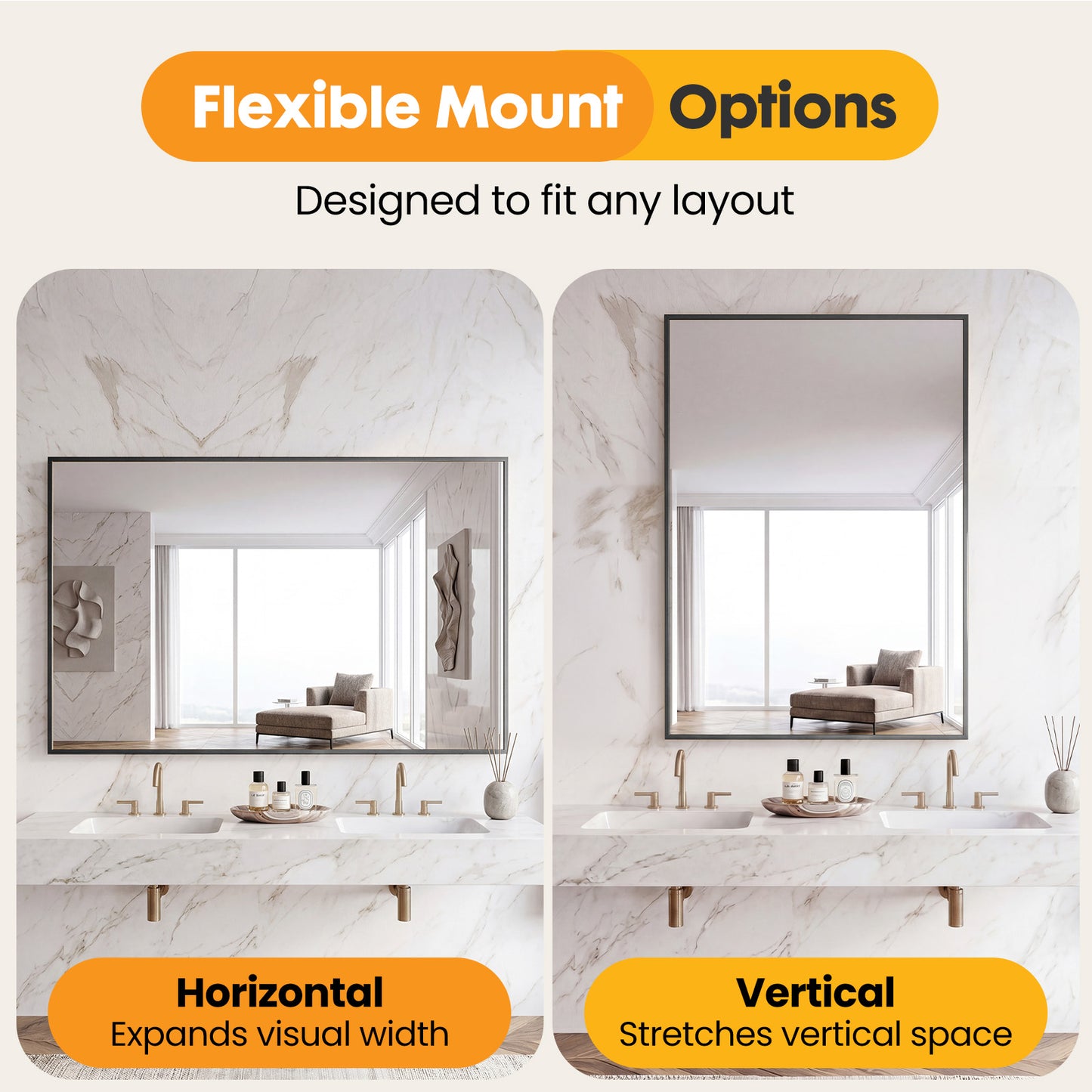 Above The Countertop, There Is A Rectangular Wall-mounted Bathroom
