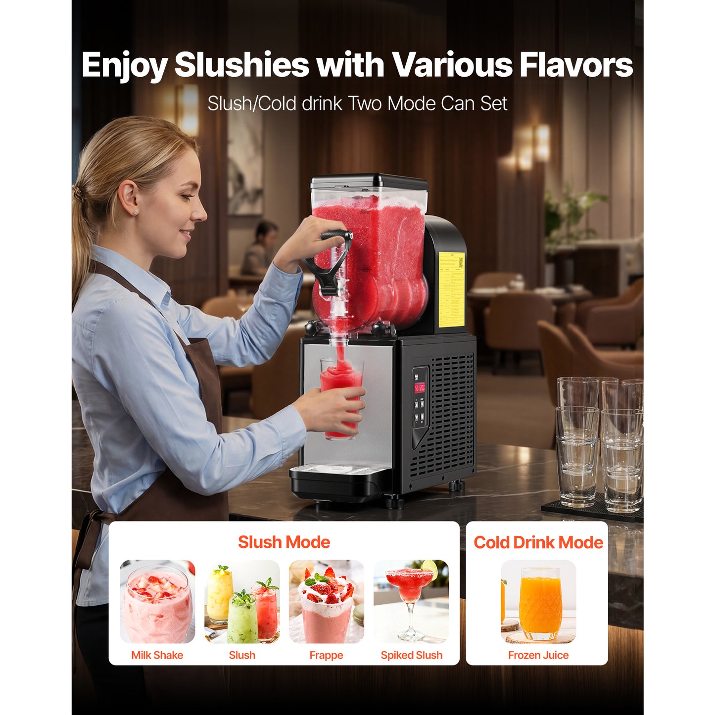 Commercial Slushie Machine 6L/1.6Gal Self-Cleaning Margarita & Drink Maker