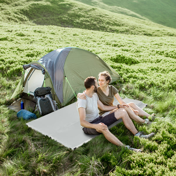 Memory Foam Camping Mattress with Storage Bag & Pillow - Grey