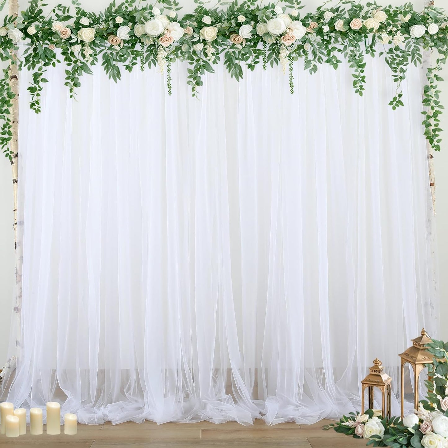 Wedding White Background Curtain - 160x300cm Polyester Backdrop