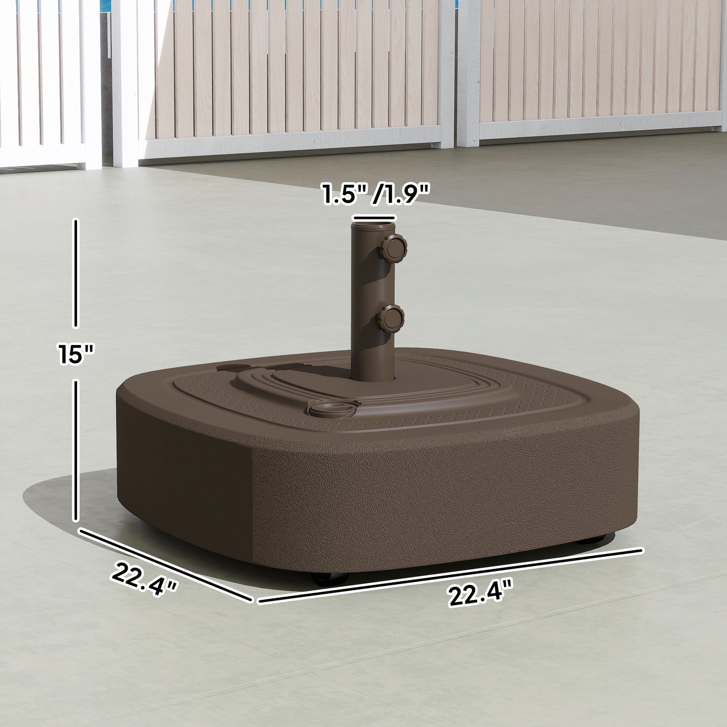 Patio Umbrella Base with Wheels for 1.5" and 1.9" Poles - Brown