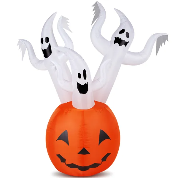 5.9 FT Halloween Inflatable Pumpkin Ghost with LED Lights