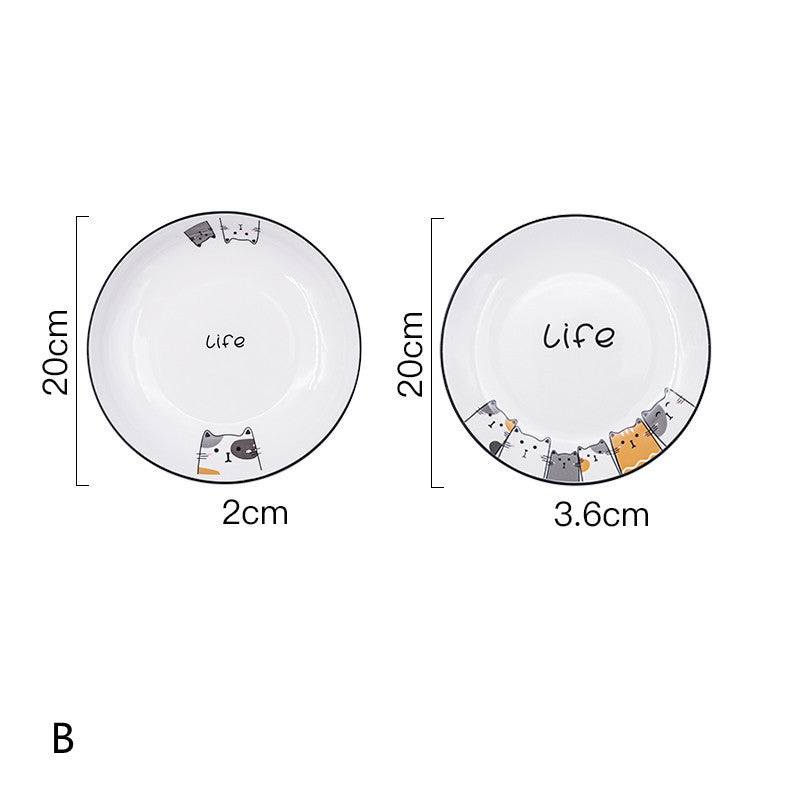 Ceramic Deep Plate Set for Kitchen & Dining - Nordic Style, 8-8.5 Inch