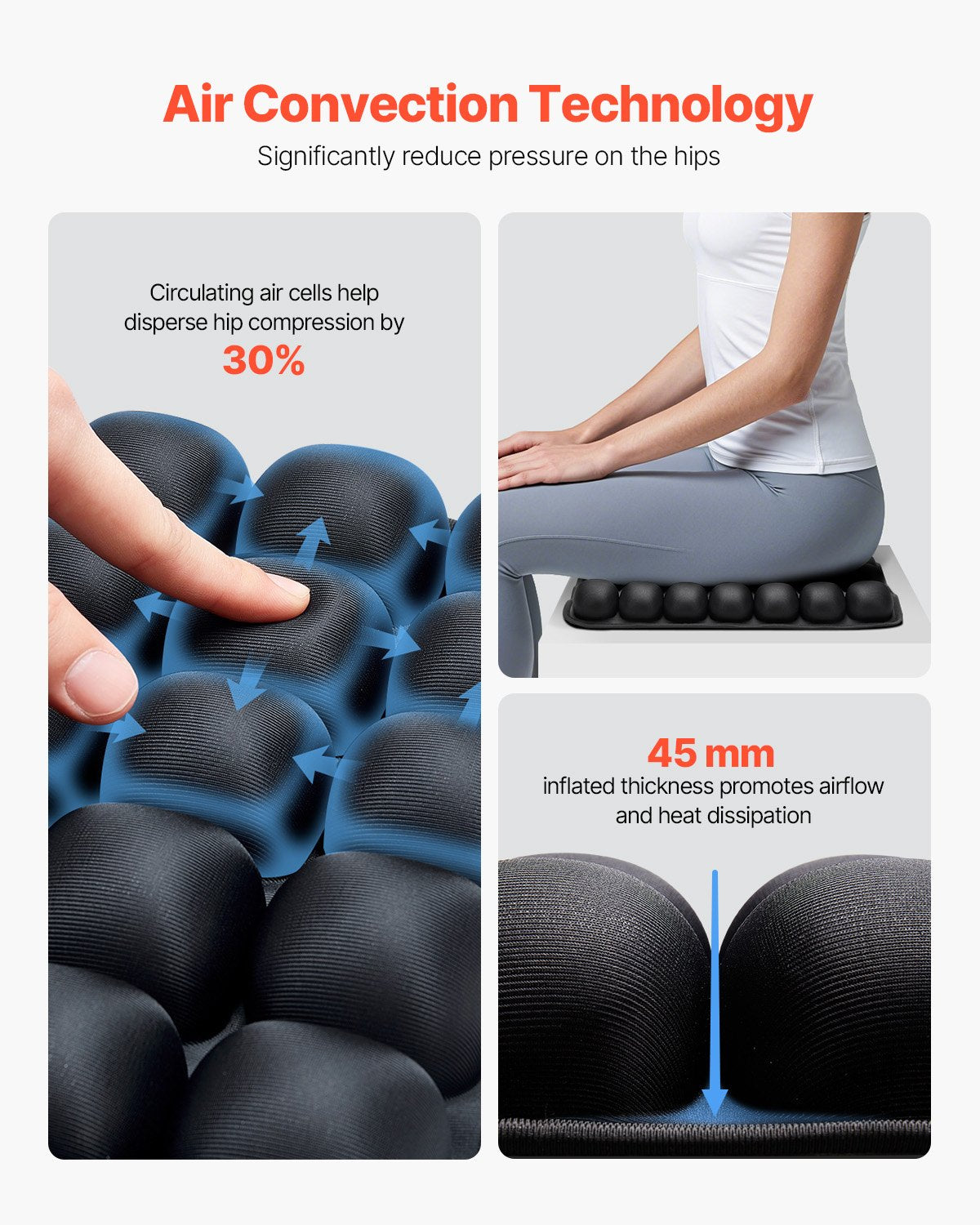 Inflatable Seat Cushion with Manual Pump - Pressure Relief and Support for Travel, Office, Car