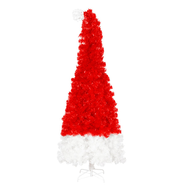 6FT Artificial Christmas Tree with LED Lights - Santa Hat Shape