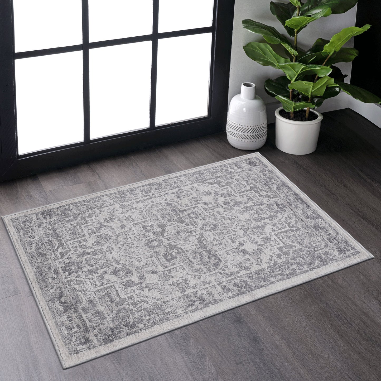 MARFI 2X3 Silver Oriental Doormat Rug
