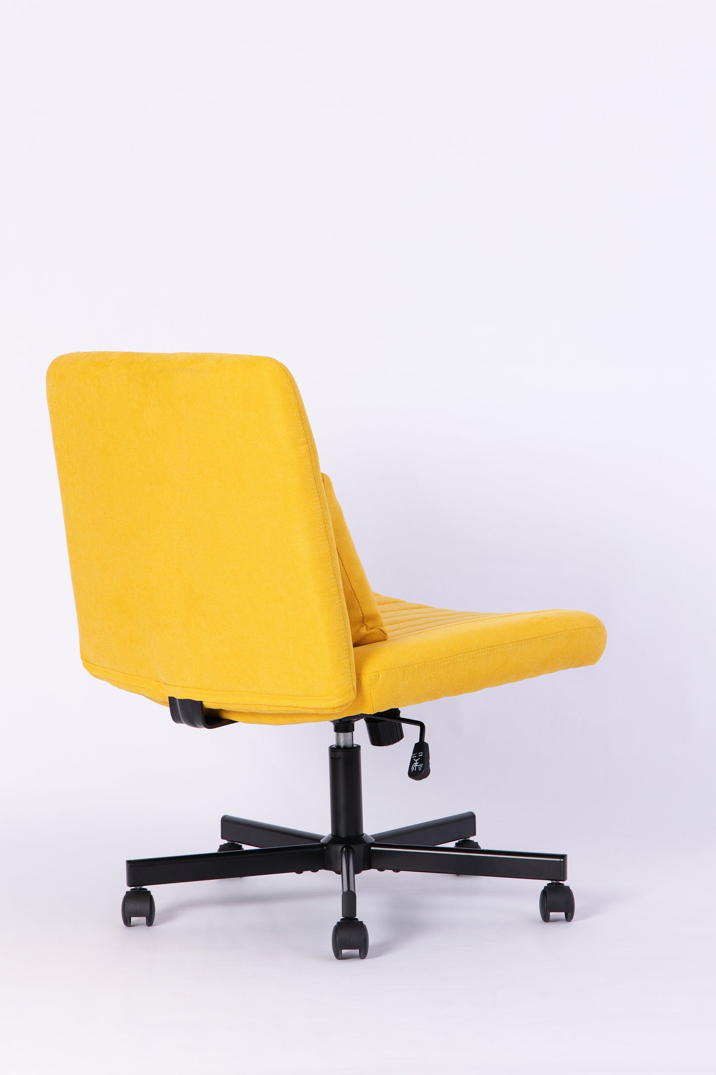 Yellow Linen Criss Cross Office Chair with Wheels - Ergonomic Design