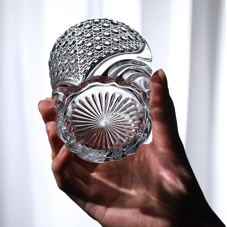 Kyoto Nitrate Traditional Pattern Whiskey Glass - Crystal Drinkware for Home Bar