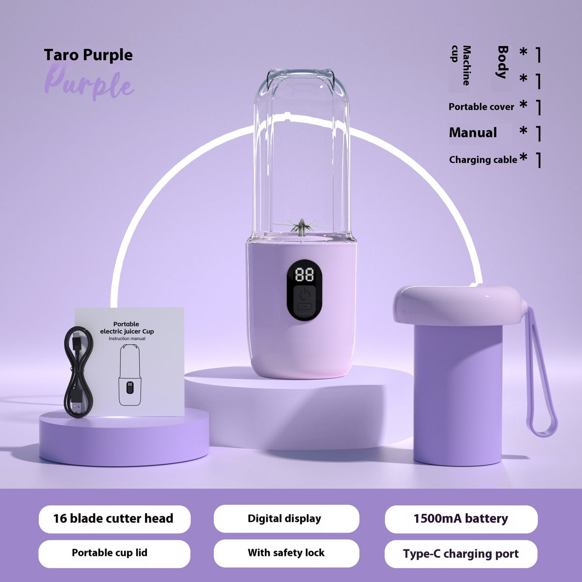 Portable Juice Extractor with USB Charging 500ml Outdoor Kitchen Tool