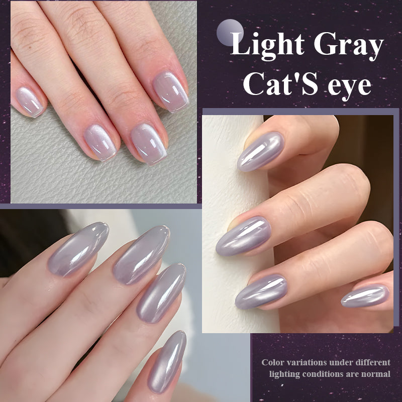 Taro Grey Magnetic Cat Eye Gel Polish - 10ml Shimmer Soak Off Nail Gel