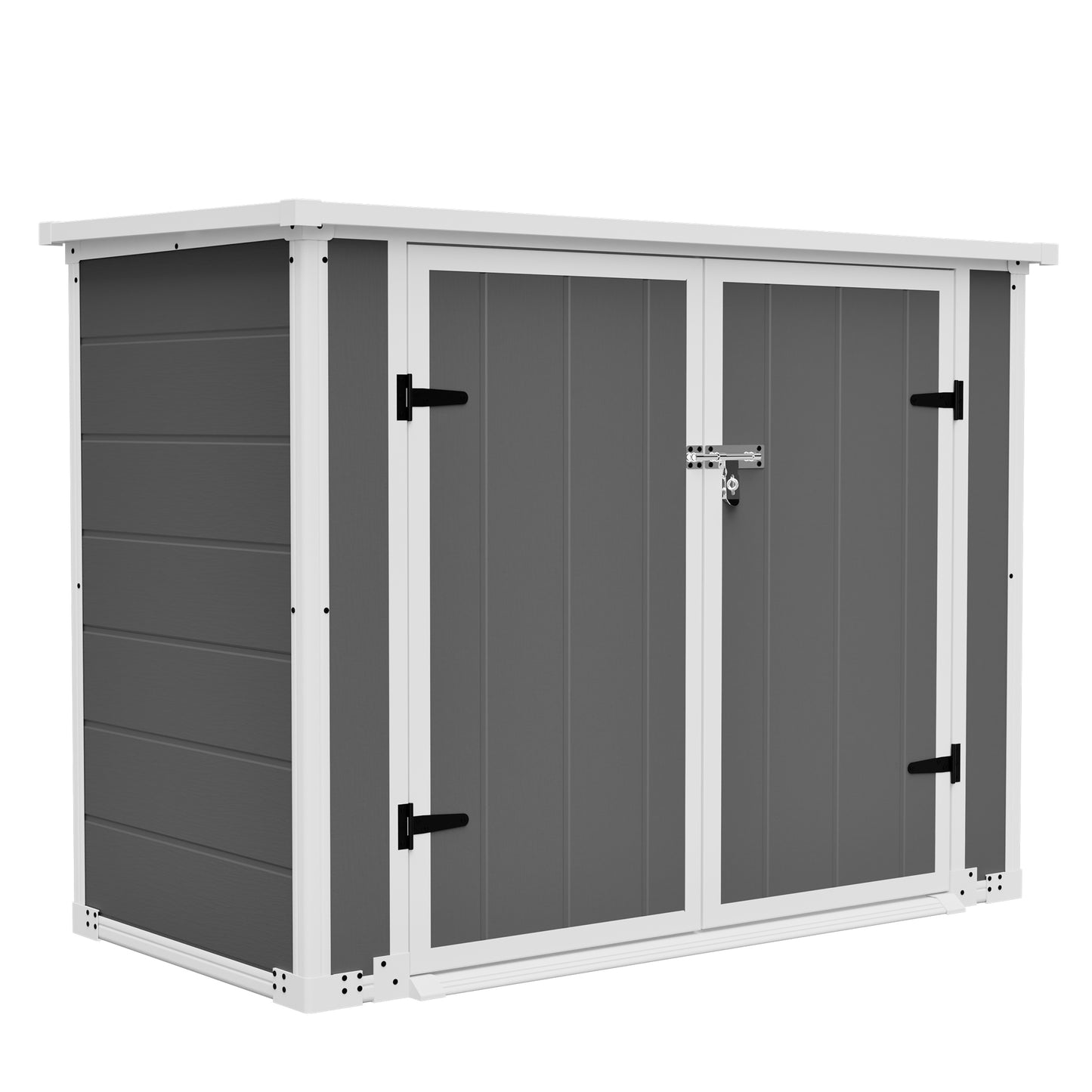 Gray Outdoor Storage Shed with Ramp & Hydraulic Lid - Waterproof