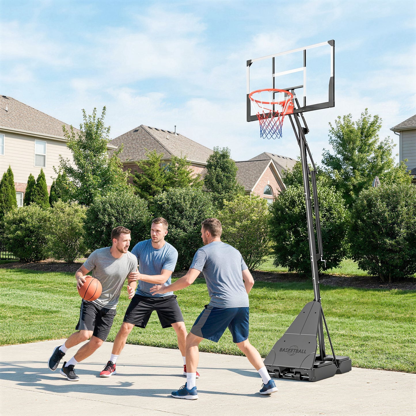 Adjustable Portable Basketball Hoop with 47" Backboard - Black