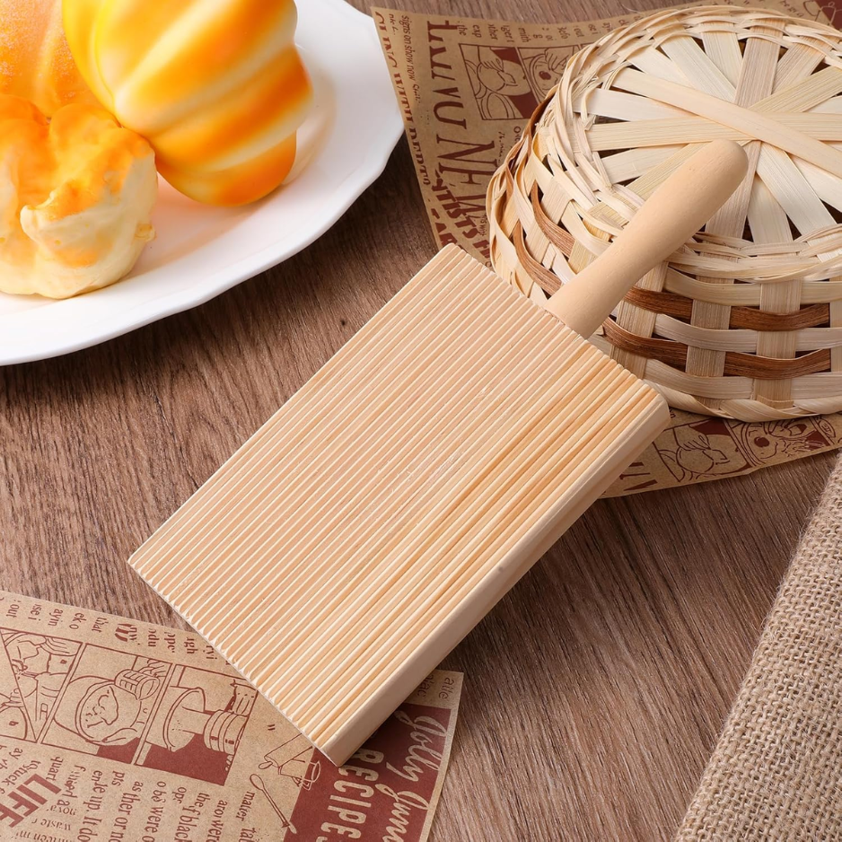 Wooden Gnocchi Board & Pasta Maker Set with Roller Paddle