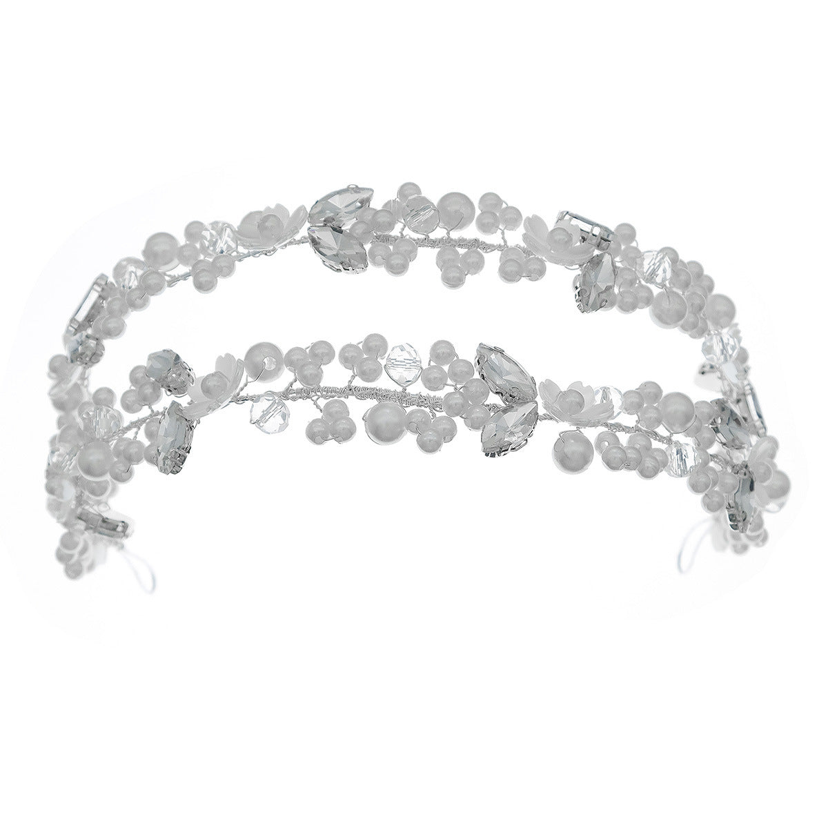 Silver Rhinestone Flower Headband - Wedding Hair Accessory