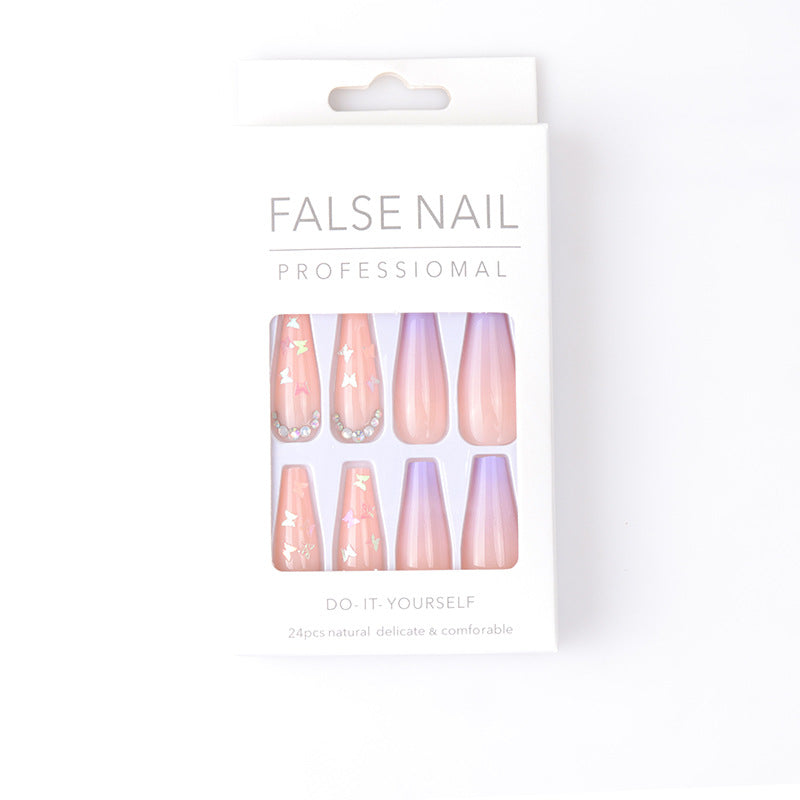 Purple Butterfly Sequin Nail Stickers - Removable Nail Art Decals for Manicure