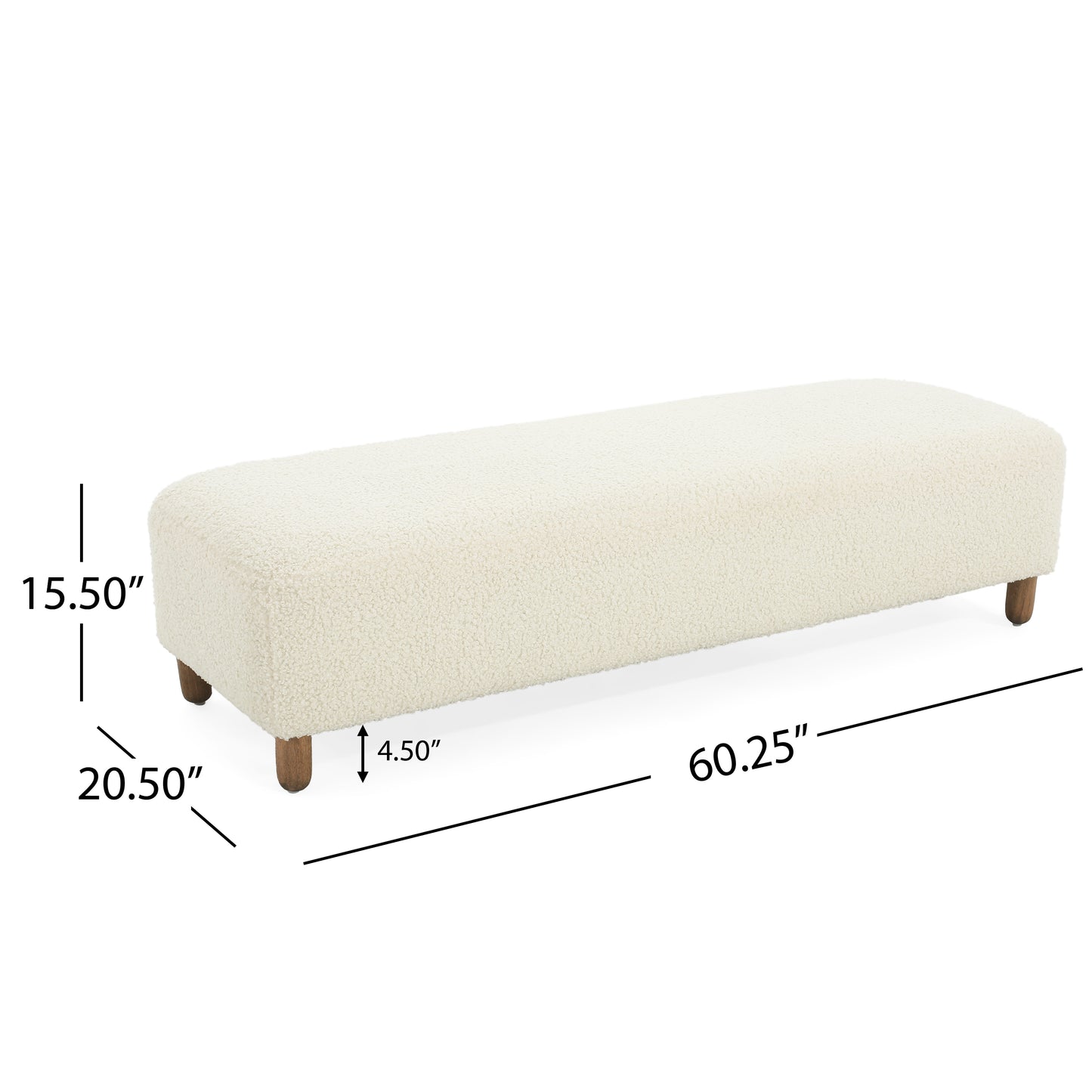 Comfortable White Ottoman - Soft Polyester Upholstery